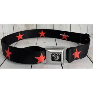Buckle Down Black Red Star Belt Seatbelt Buckle Closure Made in USA